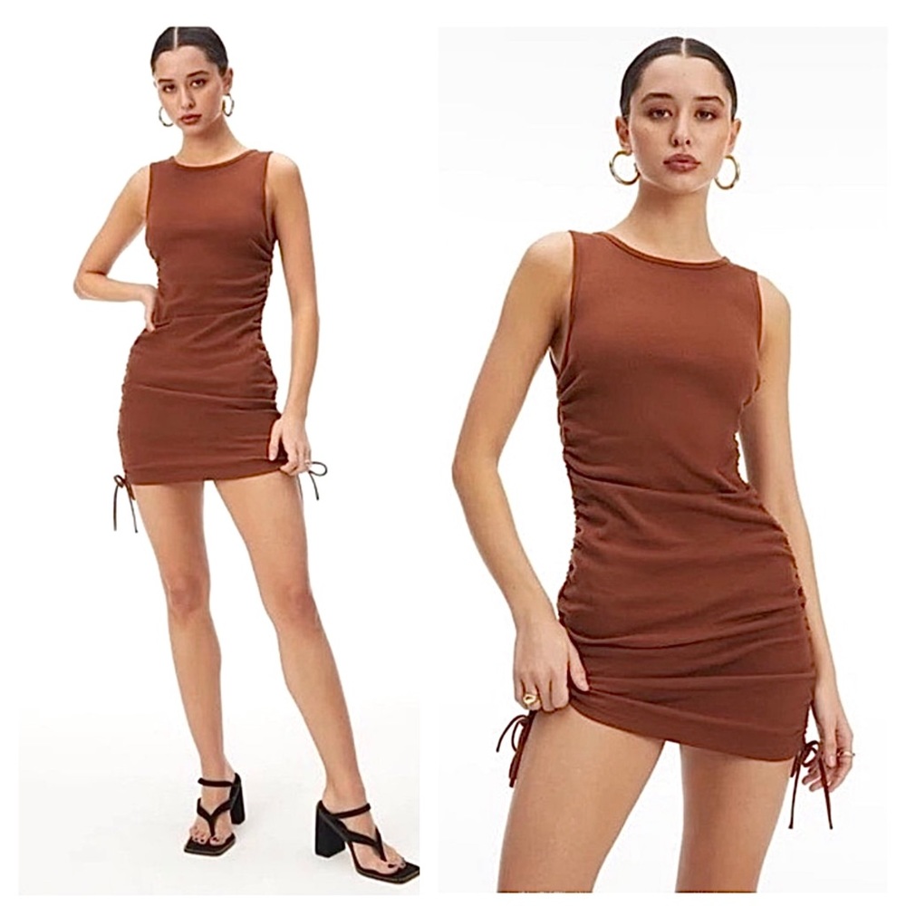 Good American Sleeveless Knit Ruched Mini Dress 3 US L